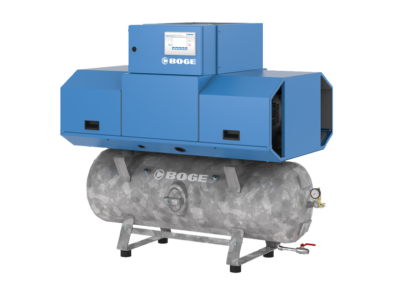 Oljefri kolvkompressor på tank från Boge